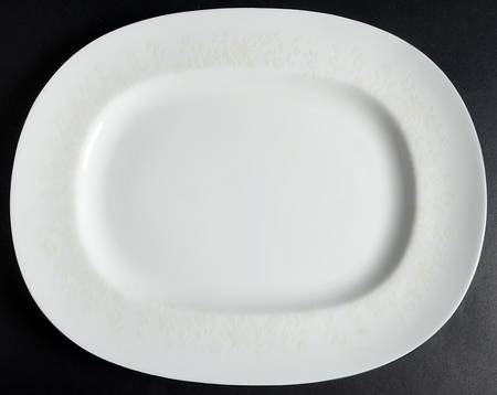 White Paisley 14" Oval Serving Platter