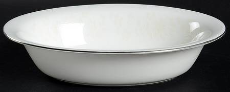 White Paisley 10" Oval Vegetable Bowl