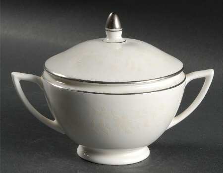 White Paisley Sugar Bowl & Lid