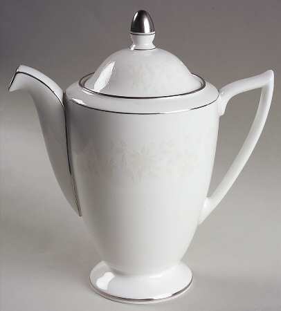 White Paisley Coffee Pot & Lid