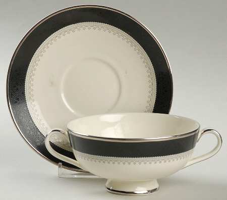 Wilmington (Black Band) Footed Cream Soup Bowl & Saucer Set