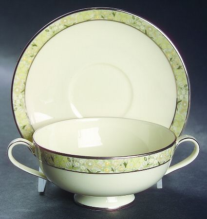 Wimbledon Footed Cream Soup Bowl & Cup Saucer Set