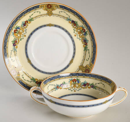 Windsor Blue Flat Cream Soup Bowl & Saucer Set
