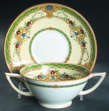 Windsor Green Footed Bouillon Cup & Saucer