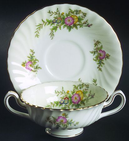York Footed Cream Soup Bowl & Saucer Set