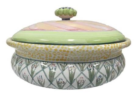 Bearded Iris 4 Quart Round Covered Casserole