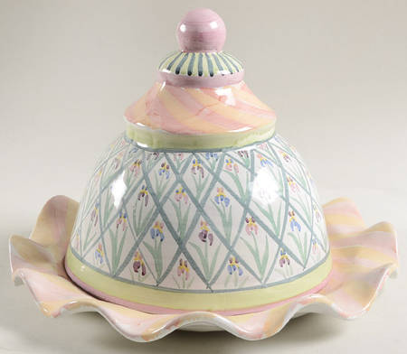 Bearded Iris Service Plate & Ceramic Dome