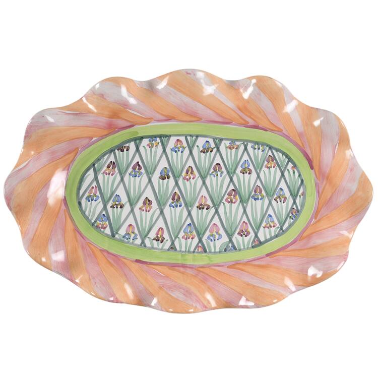 Bearded Iris 16" Oval Serving Platter