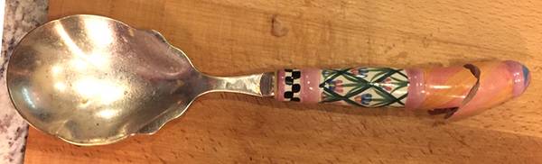 Bearded Iris Salad Serving Spoon with Stainless Bowl