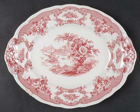 Bombay Red (Scalloped) 10" Oval Serving Platter