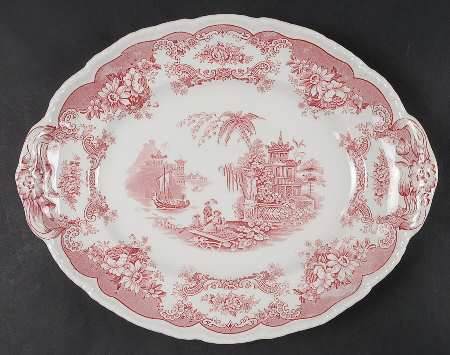 Bombay Red (Scalloped) 12" Oval Serving Platter