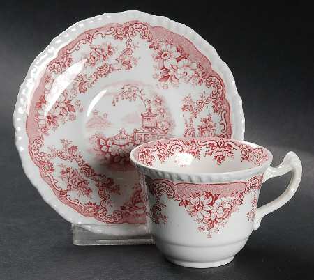 Bombay Red (Scalloped) Flat Demitasse Cup & Saucer Set