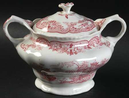 Bombay Red (Scalloped) Sugar Bowl & Lid