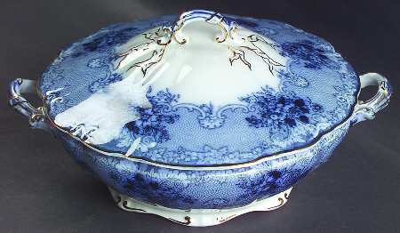 Gem (Flow Blue) Round Covered Vegetable