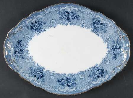 Gem (Flow Blue) 12" Oval Serving Platter