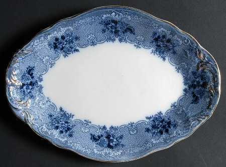 Gem (Flow Blue) 10" Oval Serving Platter