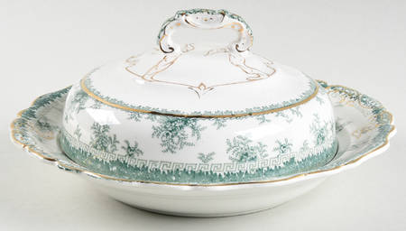 Hamilton Green Round Covered Butter by John Maddock & Sons