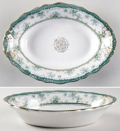 Hamilton Green 9" Oval Vegetable Bowl by John Maddock & Sons
