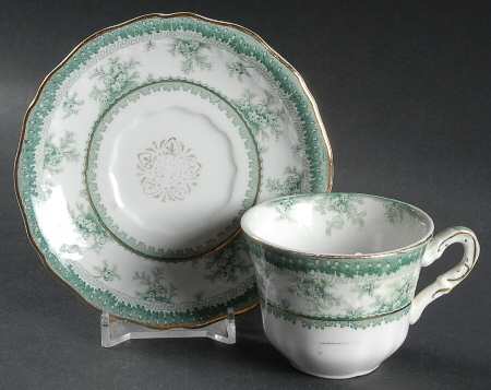 Hamilton Green Flat Demitasse Cup & Saucer Set by John Maddock & Sons