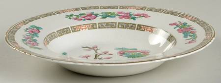 Indian Tree (Gold Trim, Semiscalloped) Rim Soup Bowl