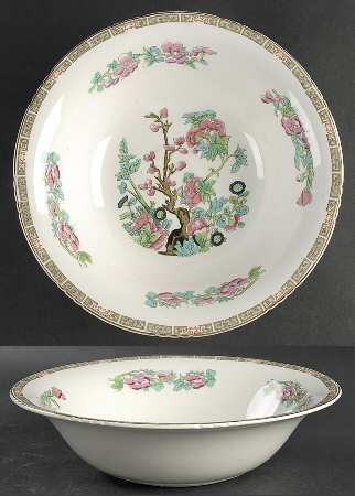 Indian Tree (Gold Trim, Semiscalloped) 10" Round Vegetable Bowl
