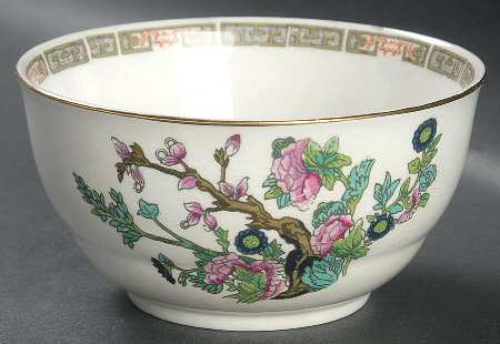 Indian Tree (Gold Trim, Semiscalloped) Cranberry Bowl