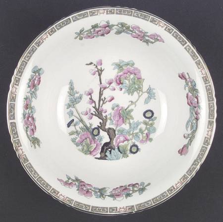Indian Tree (Gold Trim, Semiscalloped) 8" Round Vegetable Bowl