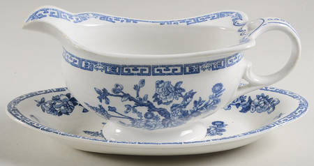 Indian Tree Blue Gravy Boat & Underplate