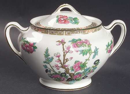 Indian Tree (Green Trim) Sugar Bowl & Lid