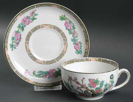 Indian Tree (Green Trim) Oversized Cup & Saucer Set by John Maddock & Sons
