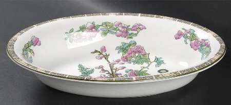Indian Tree (Green Trim) 10" Oval Vegetable Bowl by John Maddock & Sons