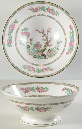 Indian Tree (Green Trim) Large Fruit Bowl