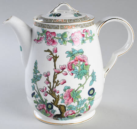Indian Tree (Smooth, Gold Trim) Coffee Pot & Lid by John Maddock & Sons