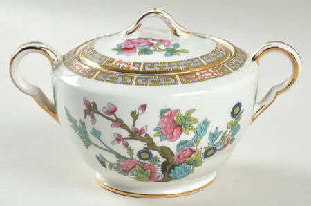 Indian Tree (Smooth, Gold Trim) Sugar Bowl & Lid by John Maddock & Sons