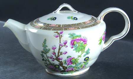 Indian Tree (Smooth, Gold Trim) Teapot & Lid by John Maddock & Sons