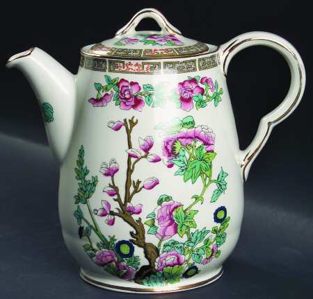 Indian Tree (Smooth, Gold Trim) Mini Coffee Pot & Lid by John Maddock & Sons