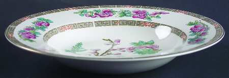 Indian Tree (Smooth, Gold Trim) Large Rim Soup Bowl by John Maddock & Sons