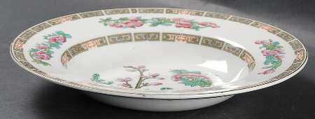 Indian Tree (Smooth, Gold Trim) Rim Soup Bowl