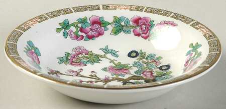 Indian Tree (Smooth, Gold Trim) Fruit/Dessert (Sauce) Bowl by John Maddock & Sons