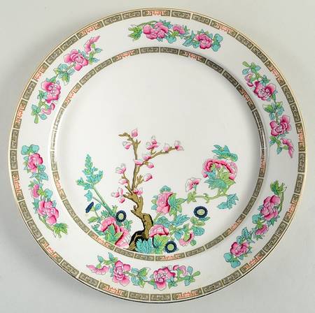 Indian Tree (Smooth, Gold Trim) 11" Chop Plate (Round Platter) by John Maddock & Sons