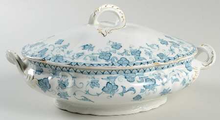 Loraine Teal Oval Covered Vegetable