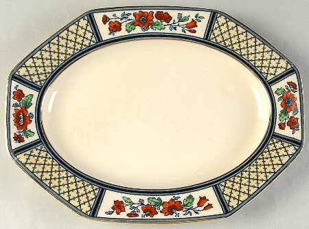 Lowestoft 12" Oval Serving Platter by John Maddock & Sons