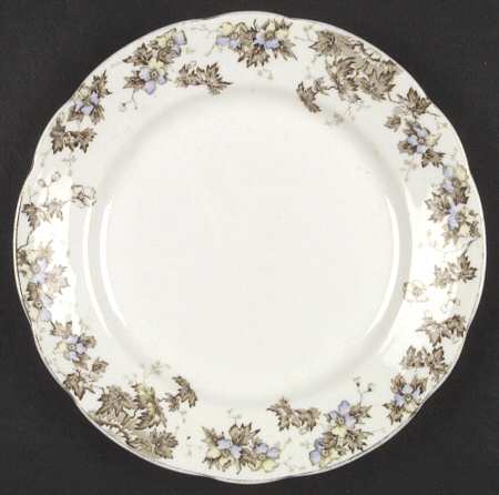 Oakland Brown Blue (Scalloped, Gold Trim) by John Maddock &amp; Sons