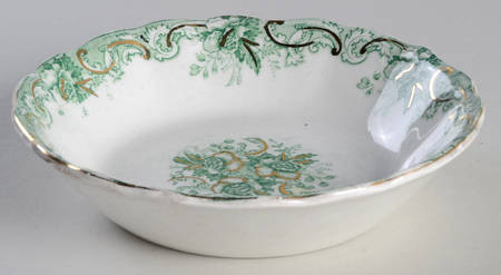 Majestic Green (Scalloped, Gold Accent) Fruit/Dessert (Sauce) Bowl