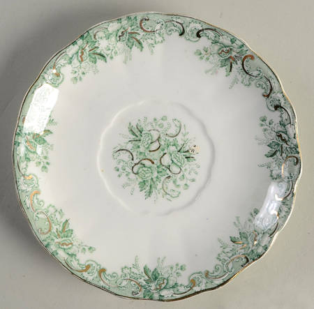 Majestic Green (Scalloped, Gold Accent) Saucer for Flat Cup