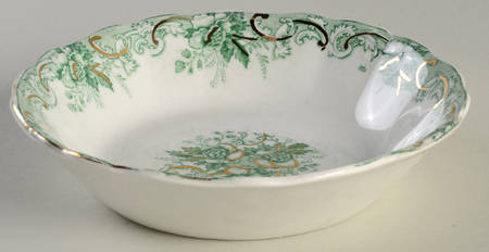 Majestic Green (Scalloped, Gold Accent) Fruit/Dessert (Sauce) Bowl