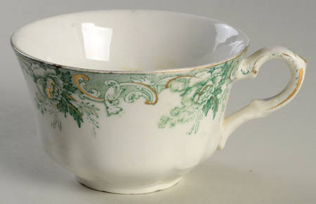 Majestic Green (Scalloped, Gold Accent) Flat Cup
