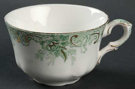 Majestic Green (Scalloped, Gold Accent) Flat Cup