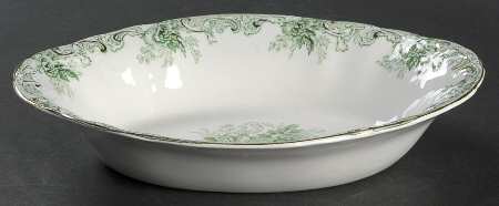 Majestic Green (Scalloped, Gold Accent) 9" Oval Vegetable Bowl