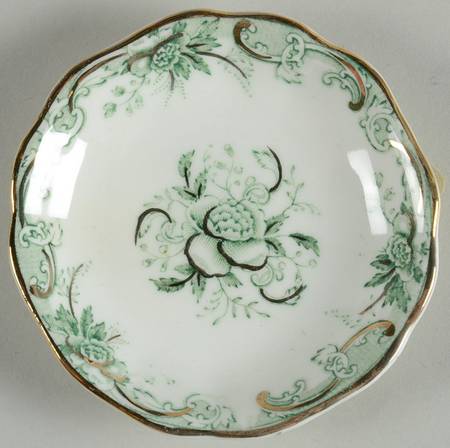 Majestic Green (Scalloped, Gold Accent) Butter Pat